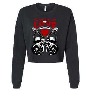 Music And Love Guitars Cropped Pullover Crew