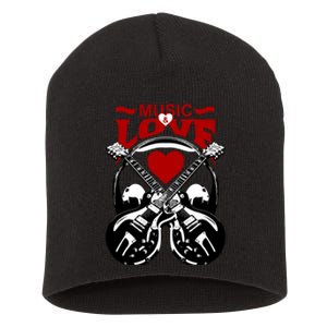 Music And Love Guitars Short Acrylic Beanie