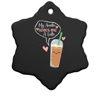 My Auntie Loves Me A Latte Funny Aunt Coffee Lover Ceramic Star Ornament