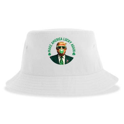 Make America Lucky Again Trump Bubble Gum St Patricks Day Sustainable Bucket Hat