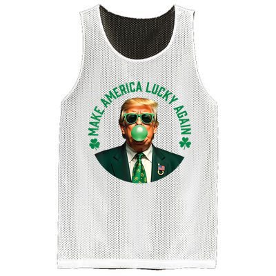 Make America Lucky Again Trump Bubble Gum St Patricks Day Mesh Reversible Basketball Jersey Tank
