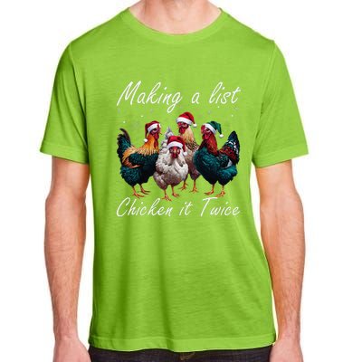 Making A List Chicken It Twice Funny Chicken Santa Hat Xmas Adult ChromaSoft Performance T-Shirt