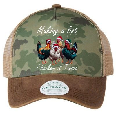 Making A List Chicken It Twice Funny Chicken Santa Hat Xmas Legacy Tie Dye Trucker Hat