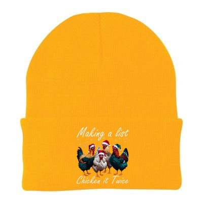 Making A List Chicken It Twice Funny Chicken Santa Hat Xmas Knit Cap Winter Beanie