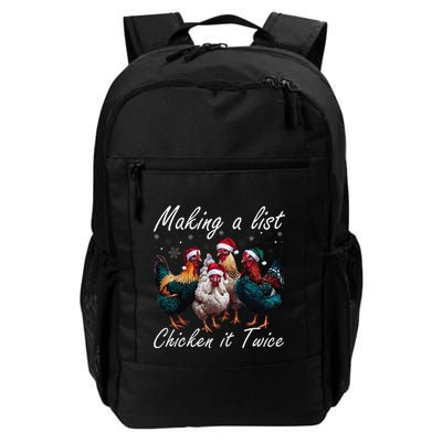 Making A List Chicken It Twice Funny Chicken Santa Hat Xmas Daily Commute Backpack