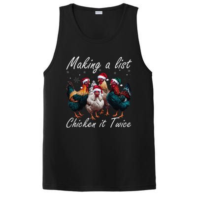 Making A List Chicken It Twice Funny Chicken Santa Hat Xmas PosiCharge Competitor Tank