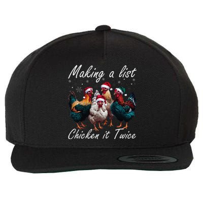 Making A List Chicken It Twice Funny Chicken Santa Hat Xmas Wool Snapback Cap