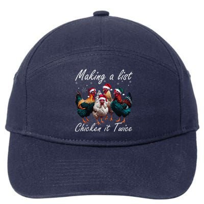 Making A List Chicken It Twice Funny Chicken Santa Hat Xmas 7-Panel Snapback Hat