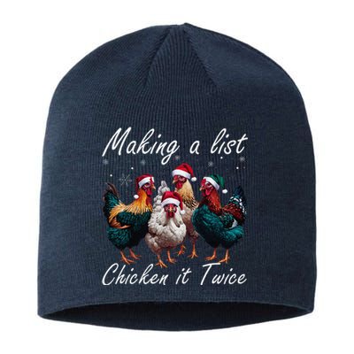 Making A List Chicken It Twice Funny Chicken Santa Hat Xmas Sustainable Beanie