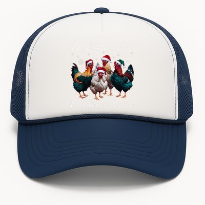 Making A List Chicken It Twice Funny Chicken Santa Hat Xmas Trucker Hat