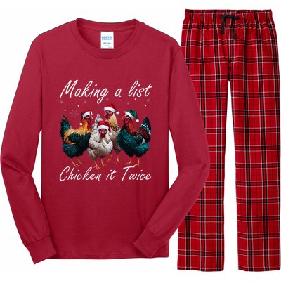 Making A List Chicken It Twice Funny Chicken Santa Hat Xmas Long Sleeve Pajama Set