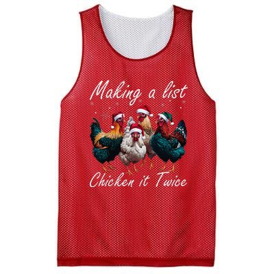 Making A List Chicken It Twice Funny Chicken Santa Hat Xmas Mesh Reversible Basketball Jersey Tank