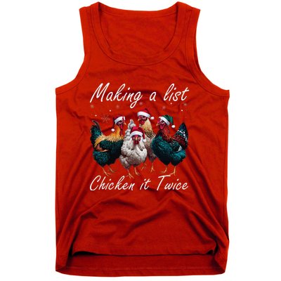 Making A List Chicken It Twice Funny Chicken Santa Hat Xmas Tank Top