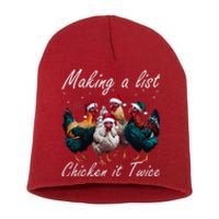 Making A List Chicken It Twice Funny Chicken Santa Hat Xmas Short Acrylic Beanie