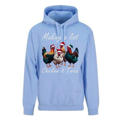 Making A List Chicken It Twice Funny Chicken Santa Hat Xmas Unisex Surf Hoodie