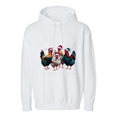 Making A List Chicken It Twice Funny Chicken Santa Hat Xmas Garment-Dyed Fleece Hoodie