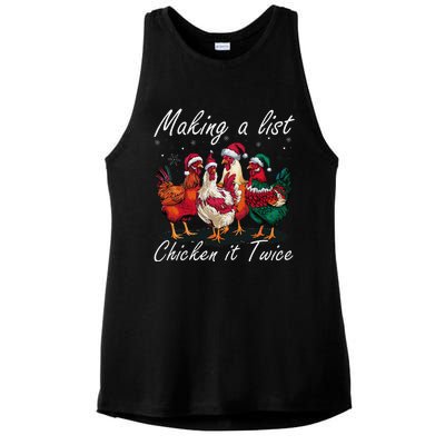 Making A List Chicken It Twice Funny Chicken Santa Hat Xmas Ladies PosiCharge Tri-Blend Wicking Tank