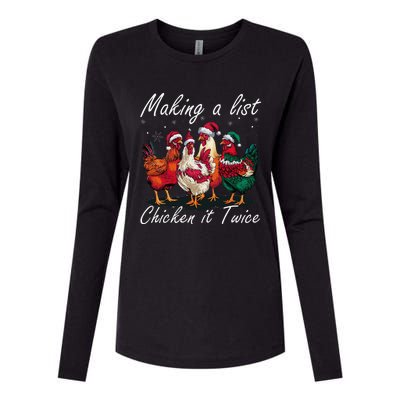 Making A List Chicken It Twice Funny Chicken Santa Hat Xmas Womens Cotton Relaxed Long Sleeve T-Shirt