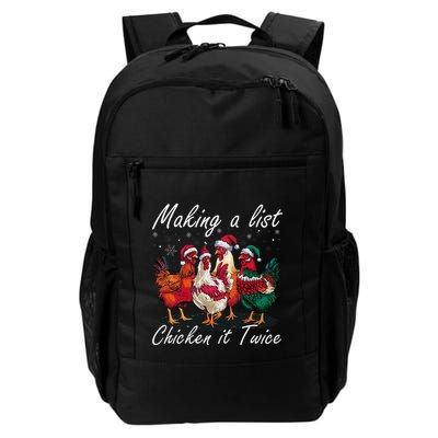 Making A List Chicken It Twice Funny Chicken Santa Hat Xmas Daily Commute Backpack
