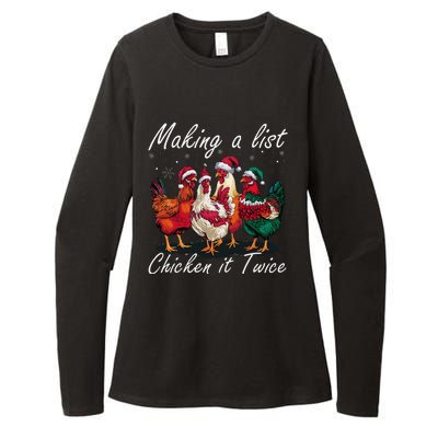 Making A List Chicken It Twice Funny Chicken Santa Hat Xmas Womens CVC Long Sleeve Shirt