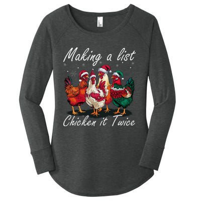 Making A List Chicken It Twice Funny Chicken Santa Hat Xmas Women's Perfect Tri Tunic Long Sleeve Shirt