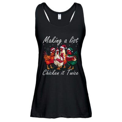 Making A List Chicken It Twice Funny Chicken Santa Hat Xmas Ladies Essential Flowy Tank