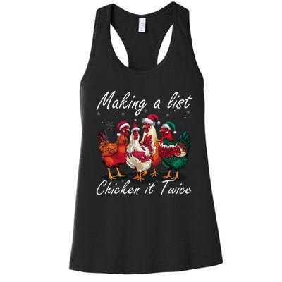 Making A List Chicken It Twice Funny Chicken Santa Hat Xmas Women's Racerback Tank