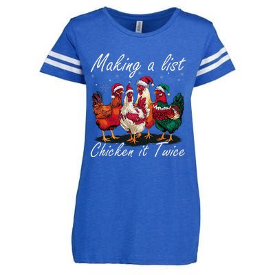 Making A List Chicken It Twice Funny Chicken Santa Hat Xmas Enza Ladies Jersey Football T-Shirt