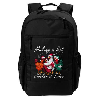 Making A List Chicken It Twice Funny Chicken Santa Hat Xmas Daily Commute Backpack