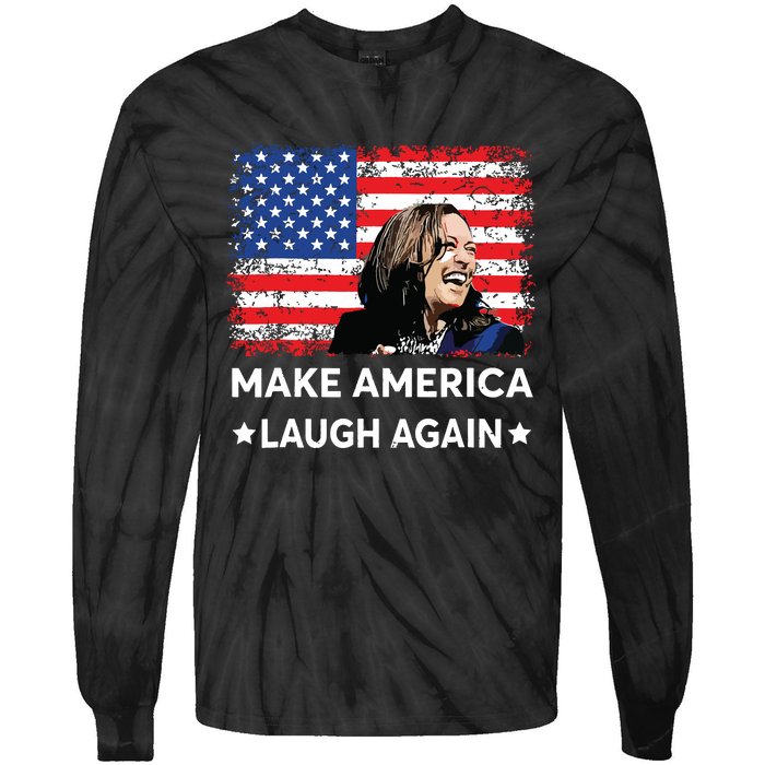 Make America Laugh Again Vote 2024 President Kamalaharris Tie-Dye Long Sleeve Shirt