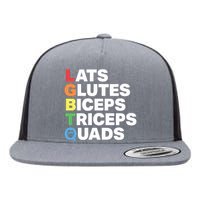 Muscle Alphabet Lats Glutes Biceps Triceps Quads Lgbtq Flat Bill Trucker Hat