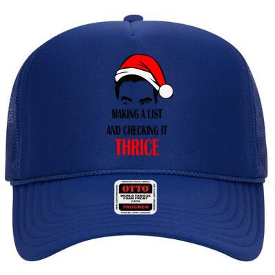 Making A List And Checking It Thrice Funny Gift High Crown Mesh Back Trucker Hat