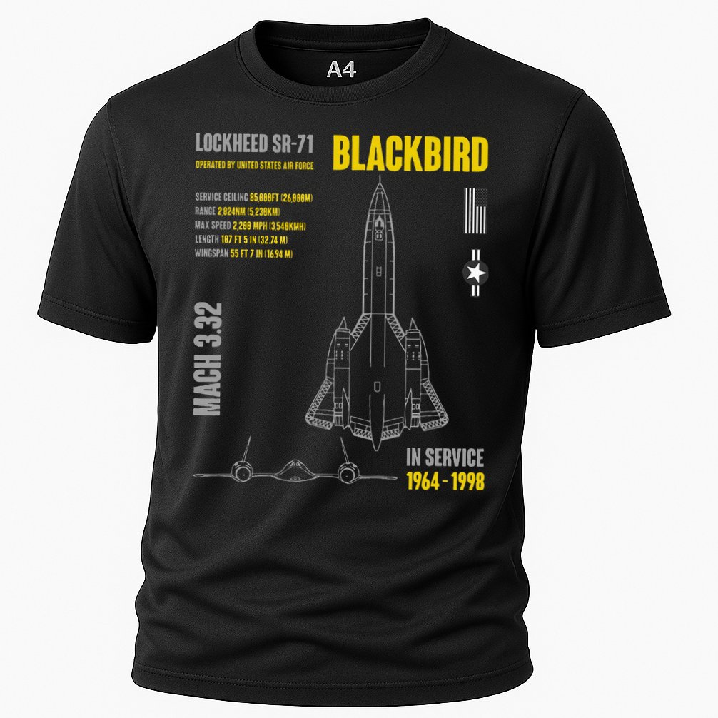 Military Aircraft Lockheed Sr71 Blackbird Usaf Cooling Performance Crew T-Shirt