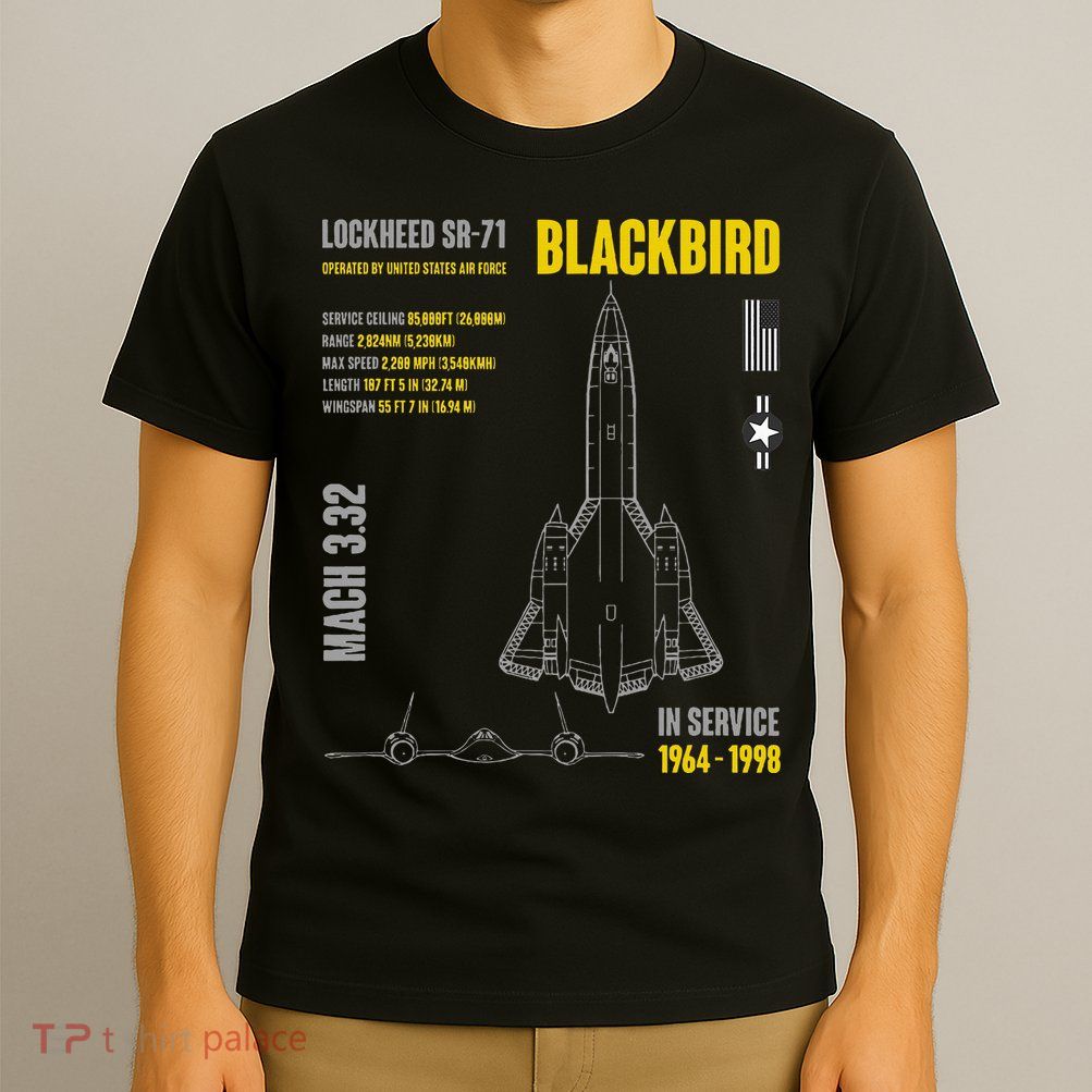 Military Aircraft Lockheed Sr71 Blackbird Usaf T-Shirt