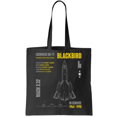 Military Aircraft Lockheed Sr71 Blackbird Usaf Tote Bag