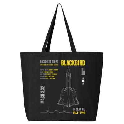 Military Aircraft Lockheed Sr71 Blackbird Usaf 25L Jumbo Tote