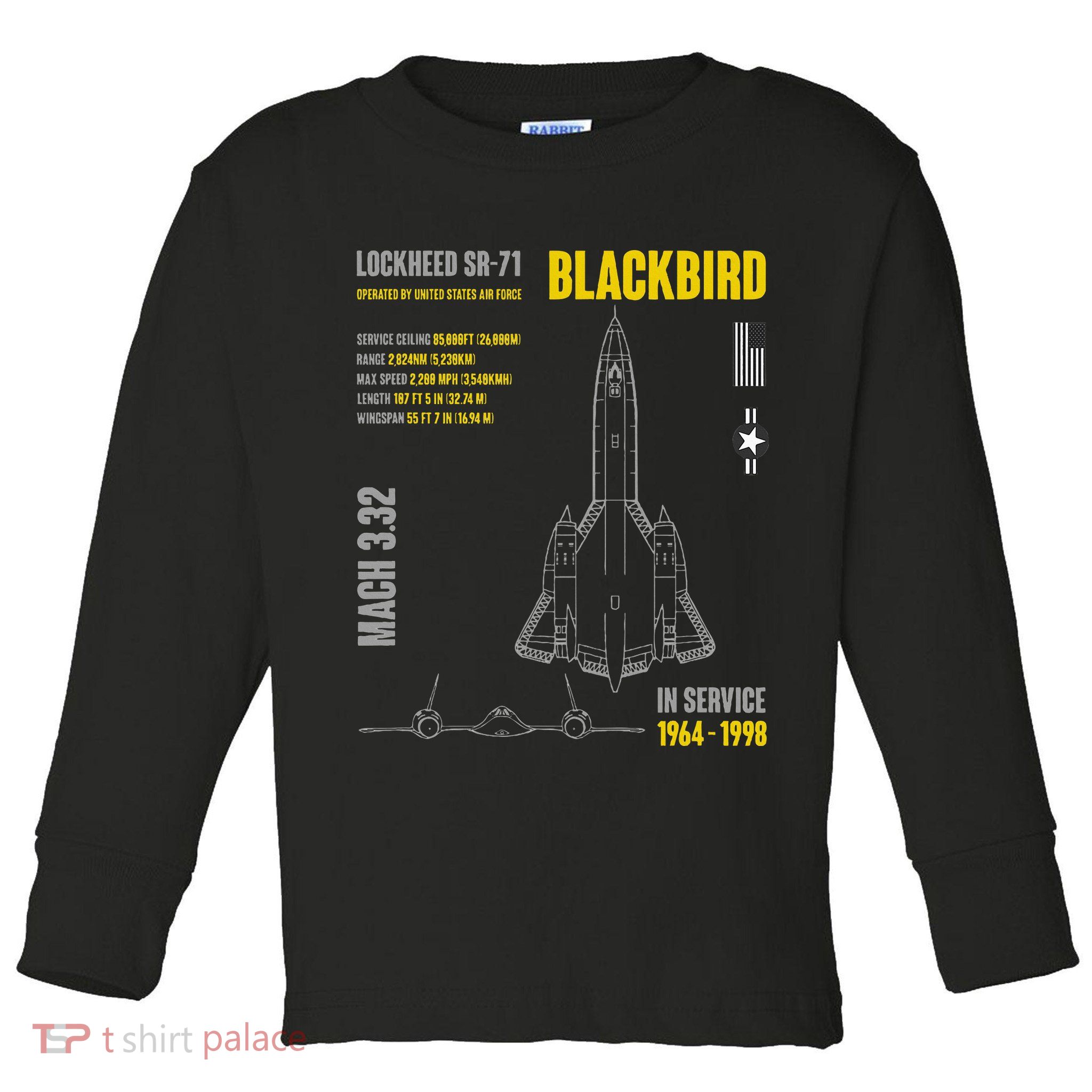 Military Aircraft Lockheed Sr71 Blackbird Usaf Toddler Long Sleeve Shirt