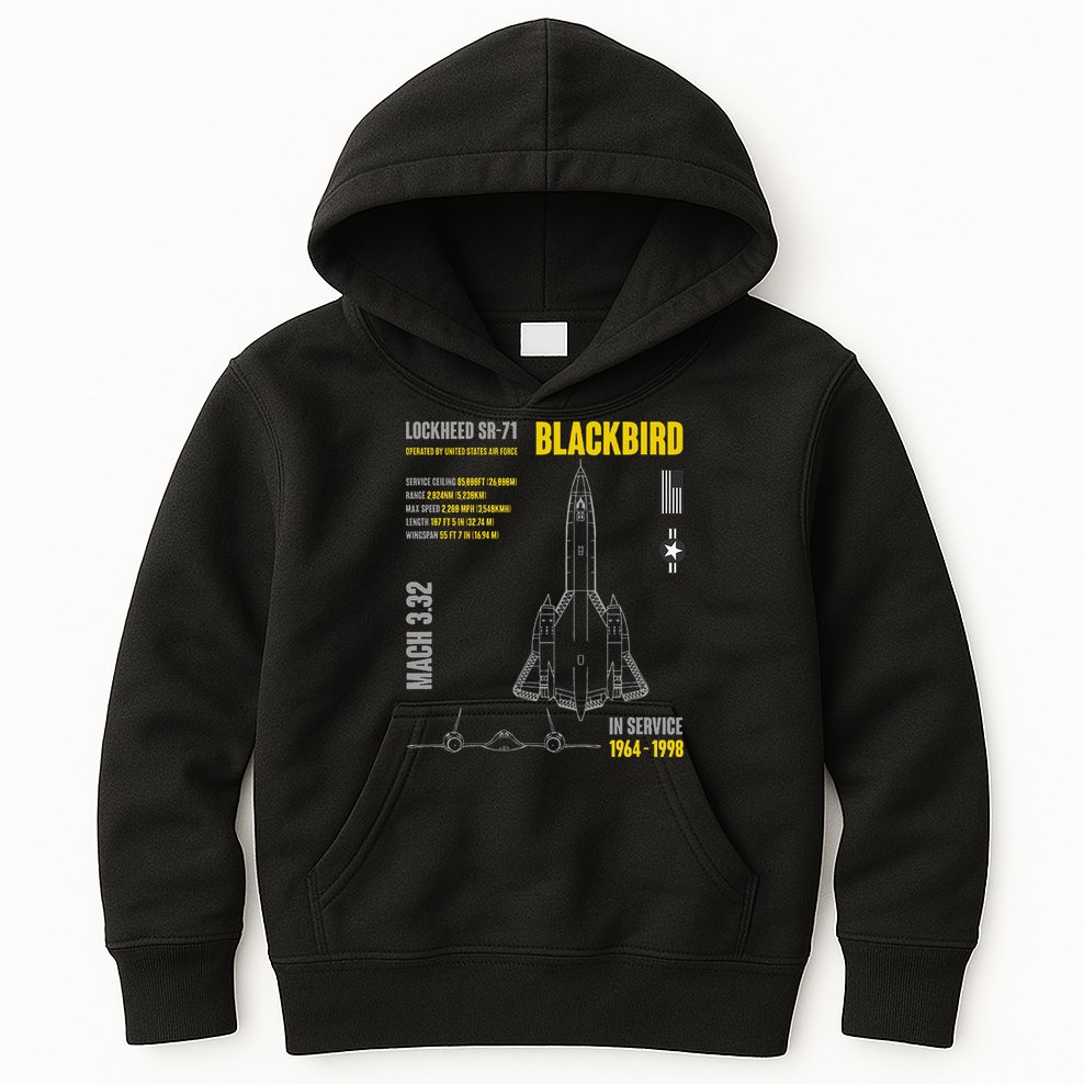 Military Aircraft Lockheed Sr71 Blackbird Usaf Kids Hoodie