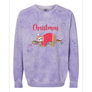 Merry And Lazy Christmas Cute Sloth Colorblast Crewneck Sweatshirt