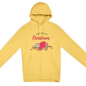 Merry And Lazy Christmas Cute Sloth Premium Pullover Hoodie