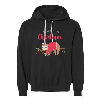 Merry And Lazy Christmas Cute Sloth Garment-Dyed Fleece Hoodie