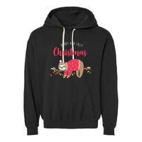 Merry And Lazy Christmas Cute Sloth Garment-Dyed Fleece Hoodie