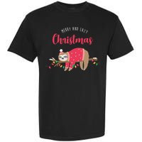 Merry And Lazy Christmas Cute Sloth Garment-Dyed Heavyweight T-Shirt