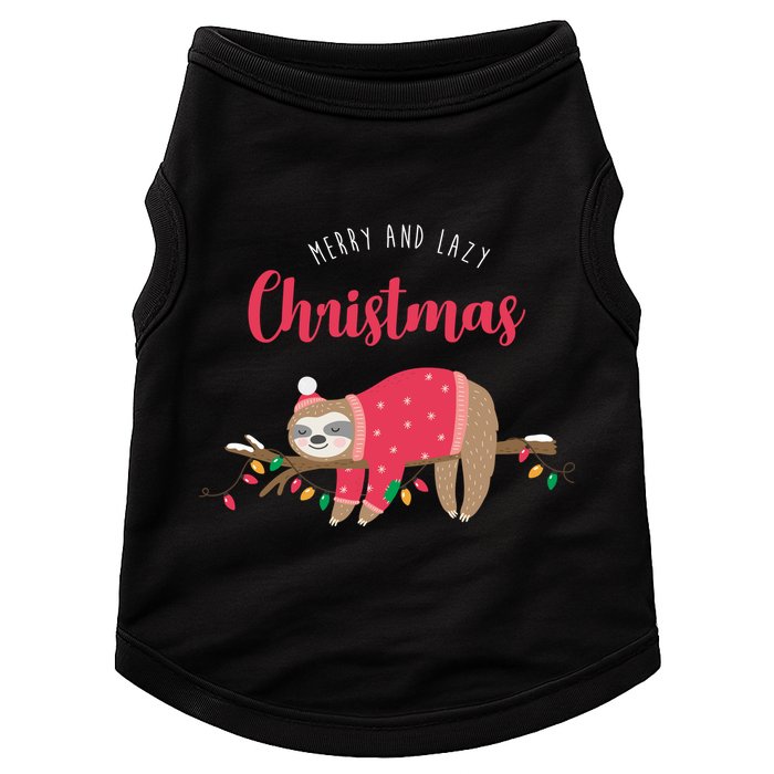 Merry And Lazy Christmas Cute Sloth Doggie Tank