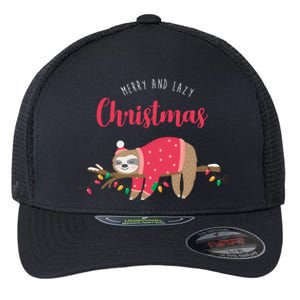 Merry And Lazy Christmas Cute Sloth Flexfit Unipanel Trucker Cap