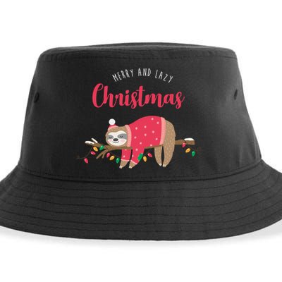 Merry And Lazy Christmas Cute Sloth Sustainable Bucket Hat