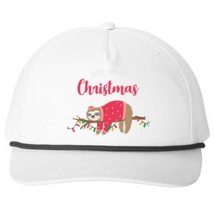 Merry And Lazy Christmas Cute Sloth Snapback Five-Panel Rope Hat