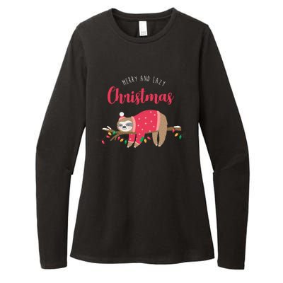 Merry And Lazy Christmas Cute Sloth Womens CVC Long Sleeve Shirt