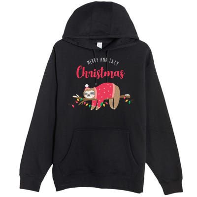 Merry And Lazy Christmas Cute Sloth Premium Pullover Hoodie