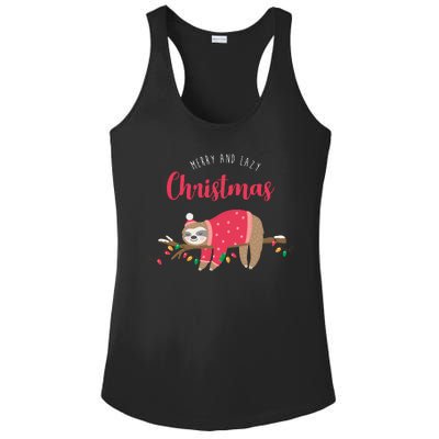 Merry And Lazy Christmas Cute Sloth Ladies PosiCharge Competitor Racerback Tank